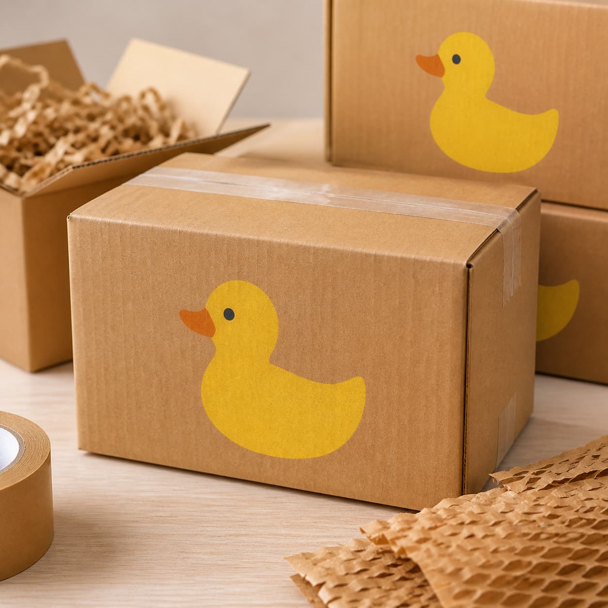 Packed cardboard boxes prepared for shipping